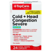 Top Care Health Severe Cold & Head Congestion Relief Caplets - 24 Count