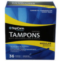 Top Care Everyday Unscented Regular Tampons - 36 Count