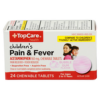 Topcare Health Bubble Gum Flavor Children's Pain & Fever - 24 Count
