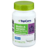 Top Care Health Biotin & Keratin 10,000mcg Tablets - 90 Count