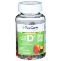 TOPCARE HEALTH Peach, Strawberry & Blackberry Flavors Adult Gummies Vitamin D3 - 60 Count