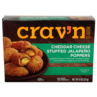 CRAV'N Flavor Cheddar Cheese Stuffed Jalapeno Poppers - 8 Ounce