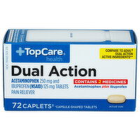 Top Care Health Dual Action Pain Reliever Caplets - 72 Count