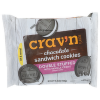 Crav'n Flavor Chocolate Double Stuffed With Vanilla Creme Sandwich Cookies - 15.35 Ounce
