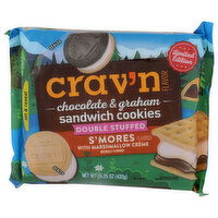 Crav'n Flavor S'mores Flavored With Marshmallow Creme Chocolate & Graham Sandwich Cookies - 15.25 Ounce