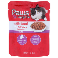 Paws Happy Life With Beef In Gravy Cuts Cat Food - 3 Ounce