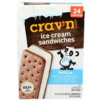 Crav'n Flavor Vanilla Ice Cream Sandwiches - 3.5 Fluid Ounce - 24 Count