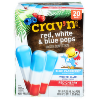 Crav'n Flavor Blue Raspberry White Lime Red Cherry Frozen Confection , & Pops - 1.65 Fluid Ounce - 20 Count