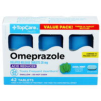 Top Care Health Cool Mint Omeprazole Acid Reducer Tablets - 42 Count