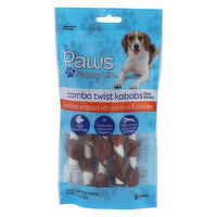 Paws Happy Life Beefhide Wrapped With Duck & Chicken Combo Twist Kabobs - 0.6 Ounce - 6 Count
