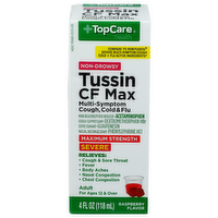 Top Care Health Raspberry Maximum Strength Severe Non-Drowsy Tussin Cf Max - 4 Fluid Ounce