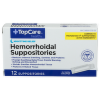 Topcare Health Hemorrhoidal Suppositories - 12 Count
