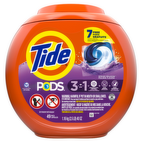 Tide Pods Laundry Detergent Pacs, 3-In-1 Stain Remover, Odor Fighter, Color Protector, He Compatible, Spring Meadow Scent - 49 Count