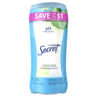 Secret Invisible Solid Antiperspirant And Deodorant, Shower Fresh, Twin Pack, Each - 5.2 Ounce