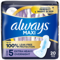 Always Maxi Size 5 Extra Heavy Overnight Flexi-Wings Pads - 20 Count
