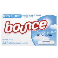Bounce Free & Gentle Dryer Sheets, Unscented - 240 Count