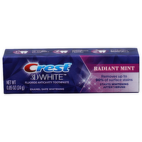 Crest 3d White Radiant Mint Fluoride Anticavity Toothpaste - 0.85 Ounce