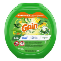 Gain Flings Laundry Detergent Pacs, Original Scent, 1 He With Oxi Boost And Febreeze - 70 Count