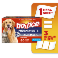 Bounce Pet Hair & Lint Guard Fresh Mega Dryer Sheets - 60 Count