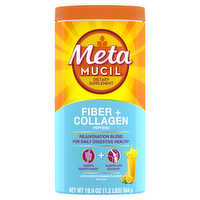 Metamucil Daily Fiber + Collagen, Psyllium Husk Powder, Plant Based Sugar-Free With Stevia, 3-In-1 For Digestive Health, Orange Flavored, 60 Doses - 19.9 Ounce