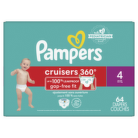Pampers Cruisers 360 Pull-On Diapers, Size 4 22-37 Lbs, Babyproof Up To 100% Leakproof Diaper - 64 Count