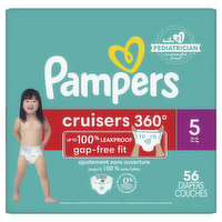 Pampers Cruisers 360 Pull-On Diapers, Size 5 27+ Lbs, Babyproof Up To 100% Leakproof Diaper - 56 Count