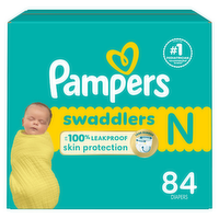 Pampers Swaddlers Diapers, Size 0 Up To 10 Lbs , Ultra Absorbent Disposable Infant Diaper - 84 Count