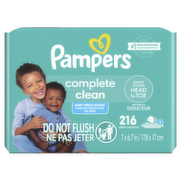 Pampers Complete Clean Baby Wipes Fresh Scent 3x Pop-Top Packs - 216 Count