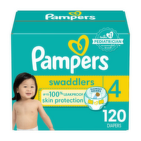 Pampers Swaddlers Diapers, Size 4 22-37 Lbs , Ultra Absorbent Disposable Infant Diaper - 120 Count