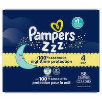 Pampers Swaddlers Overnights Diapers Size 4 22-37 Lbs - 58 Count