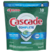 Cascade Fresh Scent Dawn Grease Fighting Power Complete Dishwasher Detergent Actionpacs - 0.522 Ounce - 18 Count