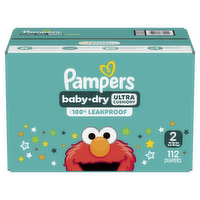 Pampers Baby Dry Diapers, Size 2, 12-18 Lbs, , Absorbent Disposable Diapers - 112 Count