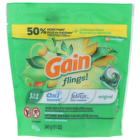 Gain Flings! 1 Oxi Boost Febreze Odor Remover Original Detergent - 0.688 Ounce - 16 Count