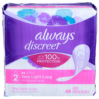 Always Discreet 2 Very Light Long Liners - 44 Count