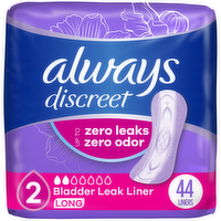 Always Discreet 2 Very Light Long Liners - 44 Count