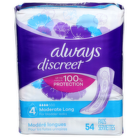 Always Discreet 4 Moderate Long Discreet Pads - 54 Count