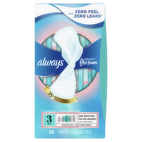 Always Infinity Feminine Pads For Women, Flexfoam With Wings, Size 3, Extra Heavy Absorbency, Unscented - 28 Count