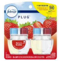 Febreze Plug In Air Freshener, Odor-Fighting Scented Oil Refill, Berry & Bramble, 2 Refills - 1.75 Ounce