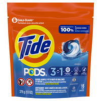 Tide Pods Laundry Detergent Pacs, 3-In-1 Stain Remover, Odor Fighter, Color Protector, He Compatible, Original Scent - 16 Count