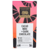 Endangered Species Chocolate 72% Dark With Cacao Nibs - 3 Ounce