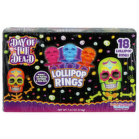 Flix Candy Tropical, Strawberry & Blue Raspberry Lollipop Rings - 0.423 Ounce - 18 Count