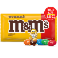M&M's Peanut Milk Chocolate Candy, Share Size, Bag - 3.27 Ounce