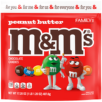 M&M's Peanut Butter Milk Chocolate Candy, Family Size, Bag - 17.2 Ounce