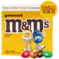 M&M's Peanut Milk Chocolate Candy, Family Size, Bag - 18.08 Ounce