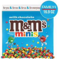 M&M's Minis Milk Chocolate Candy Assortment, Family Size, Resealable Bulk Bag - 16.9 Ounce