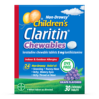 Claritin Antihistamine, Children's, Non-Drowsy, Grape Flavored, Chewables - 30 Each