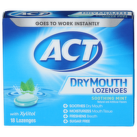 Act Soothing Mnt With Xylitol Dry Mouth Lozenges - 18 Count