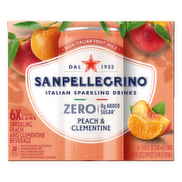 Sanpellegrino Italian Sparkling Drink, Zero Sugar, Peach And Clementine, 6 Cans - 66.9 Ounce