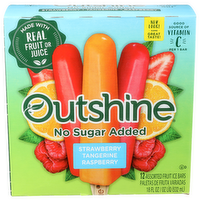 Outshine Strawberry Tangerine Raspberry Assorted Fruit Ice Bars - 1.5 Fluid Ounce - 12 Count