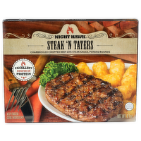 Night Hawk Charbroiled Chopped Beef With Steak Sauce, Potato Rounds 'n Taters - 6.1 Ounce